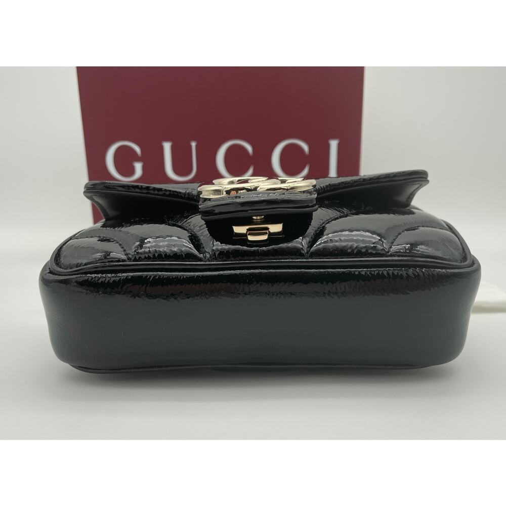 NEW! GUCCI BLACK PATENT LEATHER MARMONT GG CROSSBODY BAG PURSE BOX AUTHENTIC - Picture 10 of 13